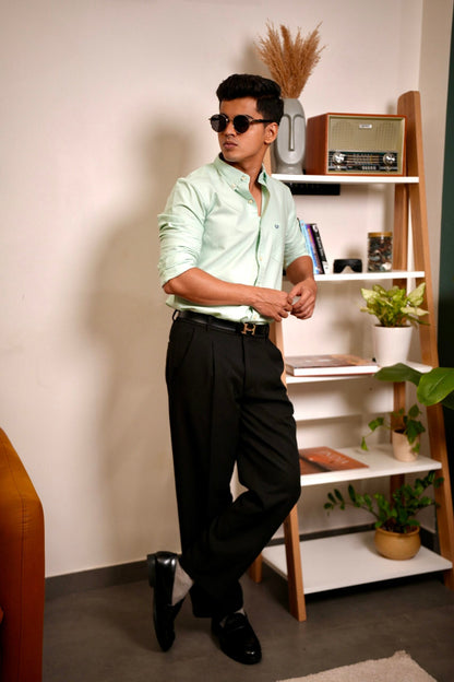 Plain Light Green Oxford Shirt image 2
