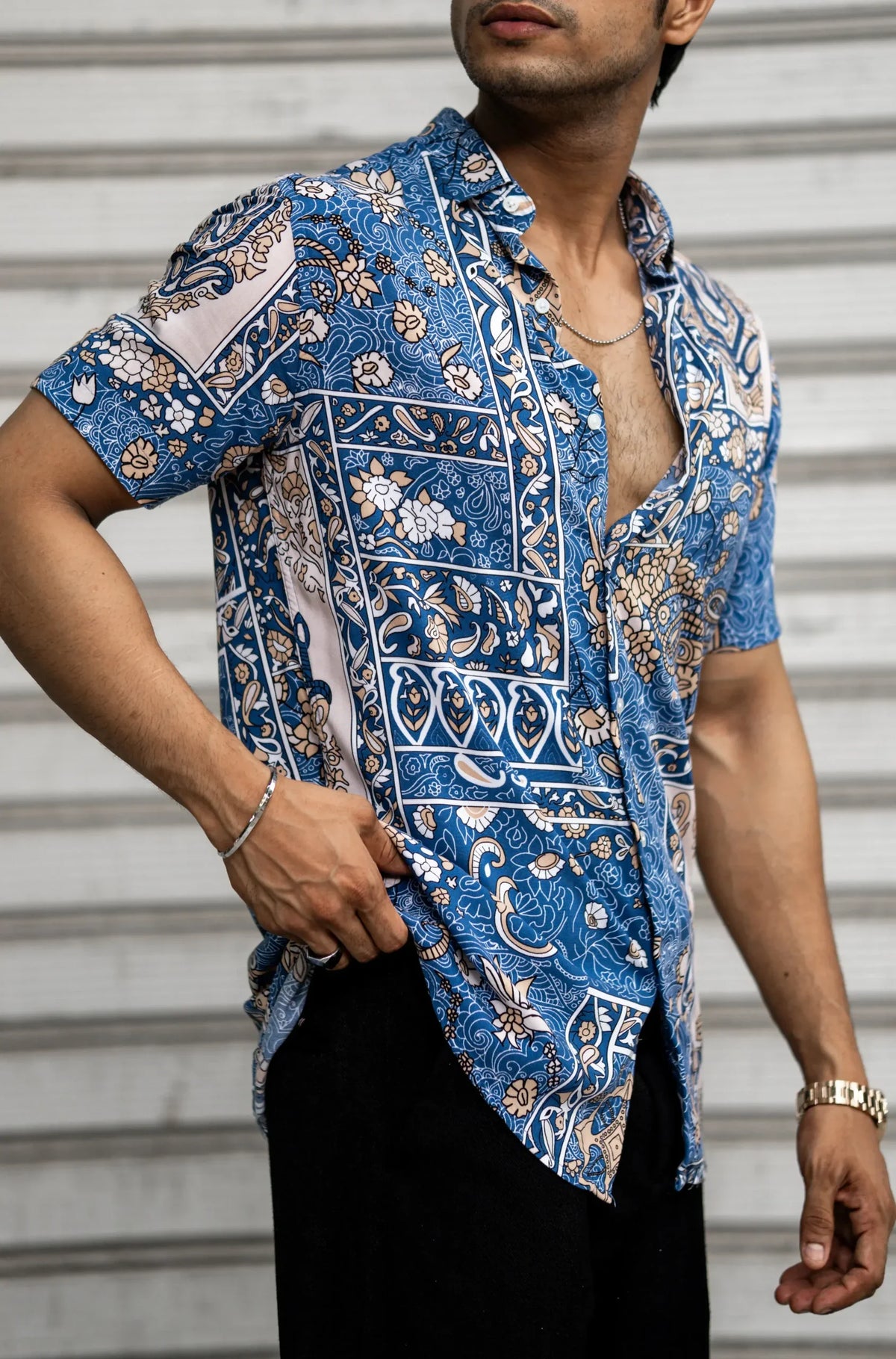 Multi Colour Abstract Printed Rayon Half Sleeves Shirt image 1