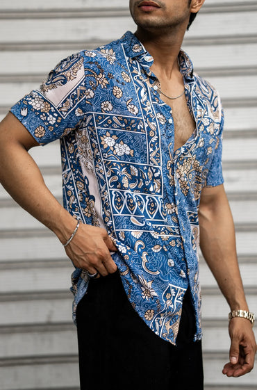 Multi Colour Abstract Printed Rayon Half Sleeves Shirt image 1