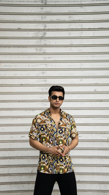 Multi Colour Abstract Printed Rayon Half Sleeves Shirt image 4