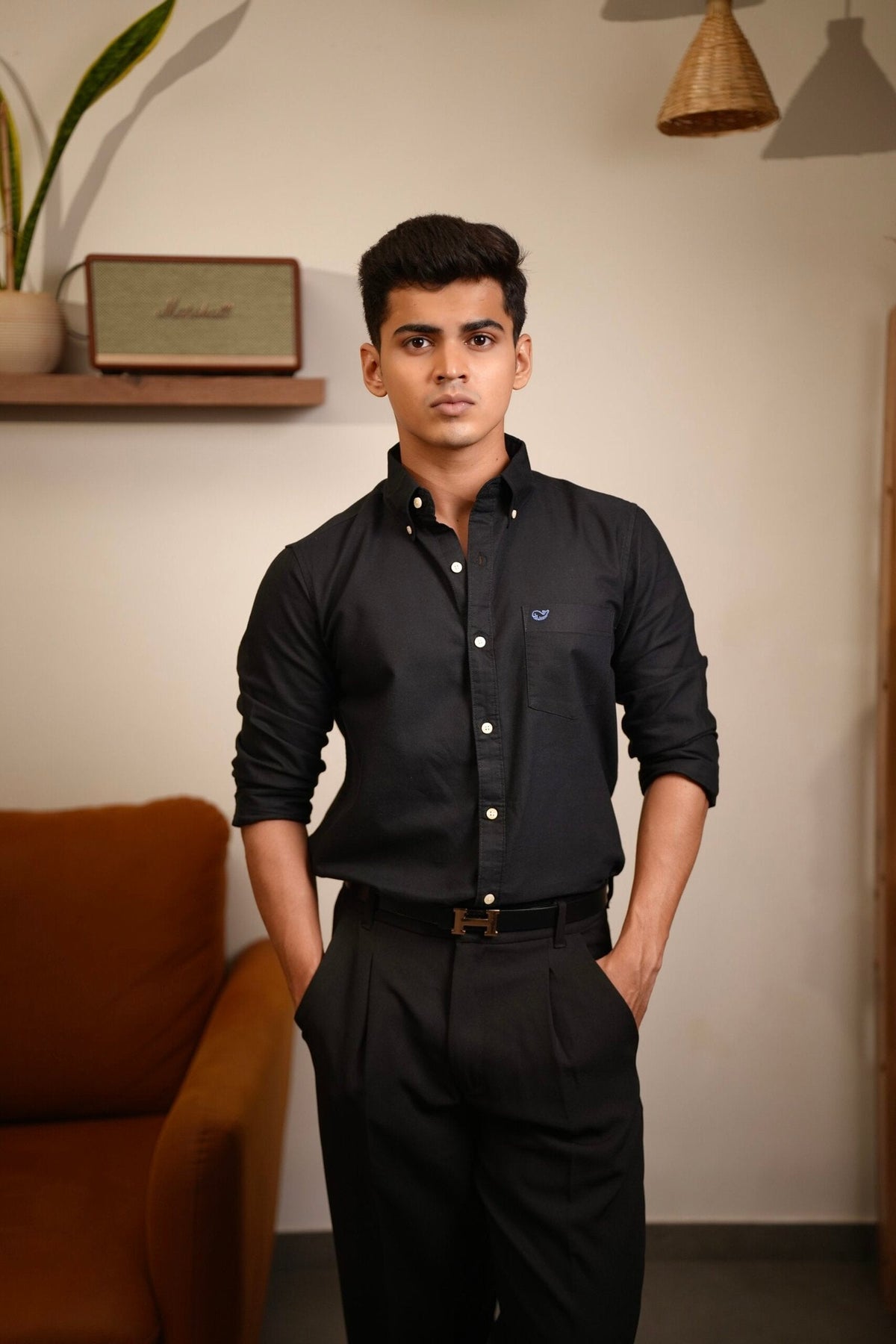 Plain Black Oxford Shirt image 1