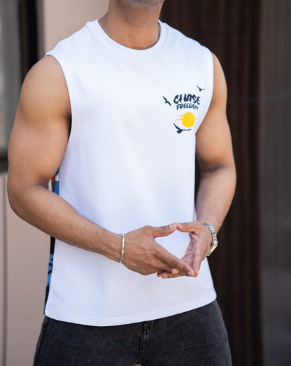 White Printed Sando In Premium Fabric image 3