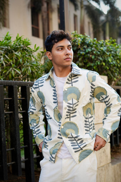 Leafline Embroidered White Oversized Shacket image 2