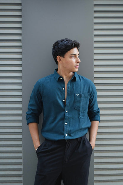 Navy Blue F/S Linen Shirt image 2