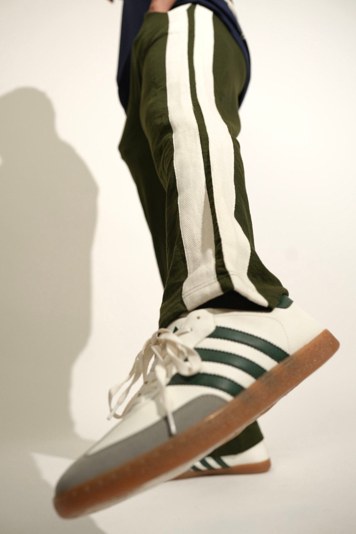 Olive Green Side Seam Drawstring Track Pants image 2