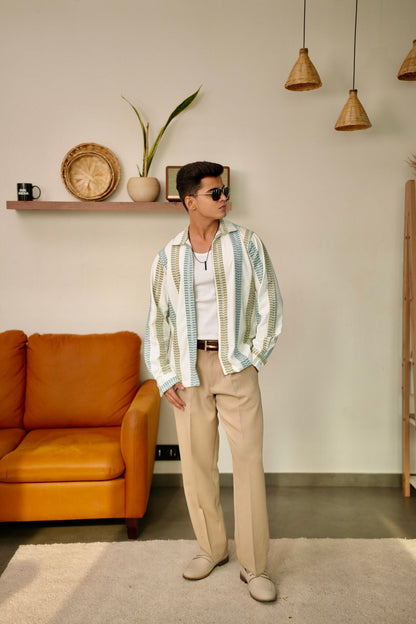 Caspian Stripe Oversized Embroidered Shacket image 2