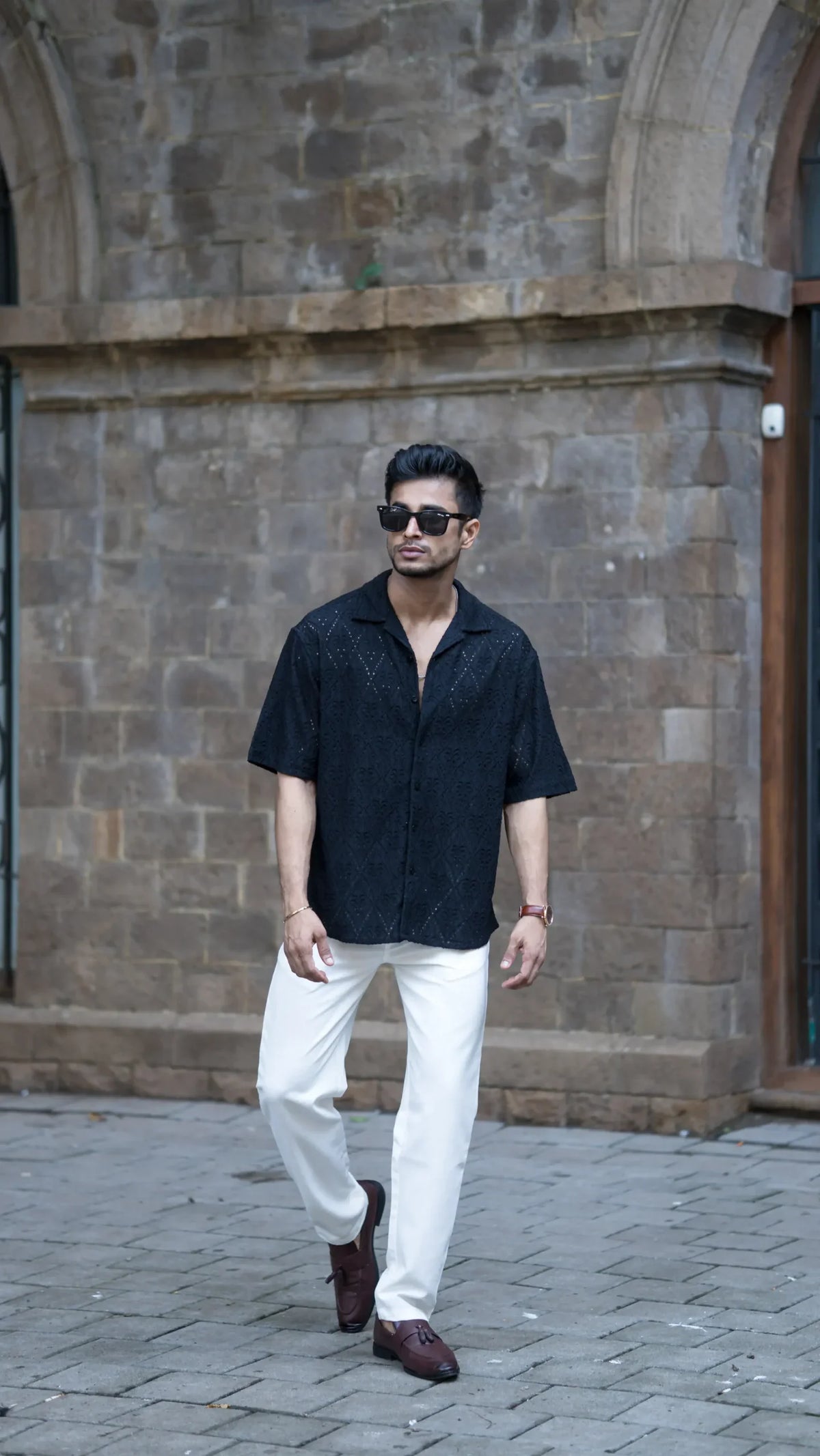 Schiffli Black Half Sleeves image 2