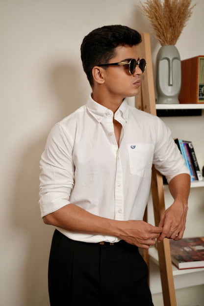 Plain White Oxford Shirt image 3