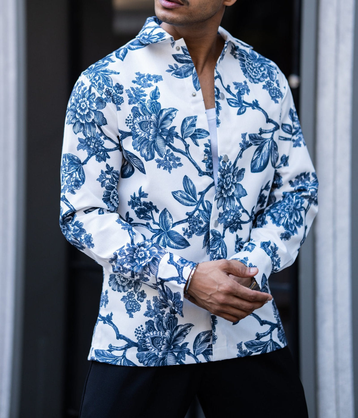 BLUE PRINTED OVERSIZED SHACKET image 3