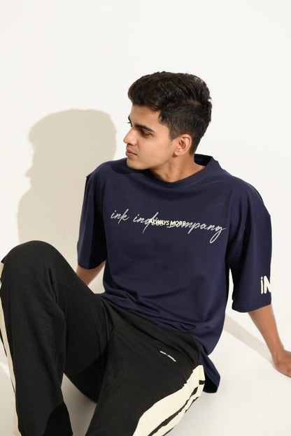 Dark Blue Dripcage Heavy Weight Oversized T-Shirt image 1