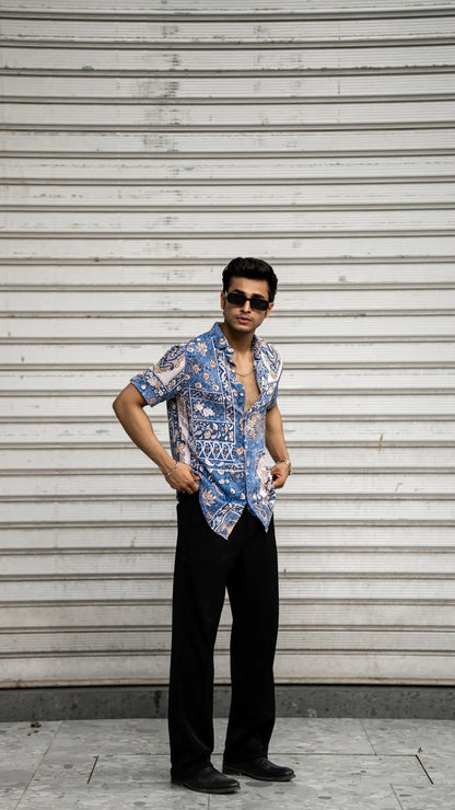 Multi Colour Abstract Printed Rayon Half Sleeves Shirt image 0