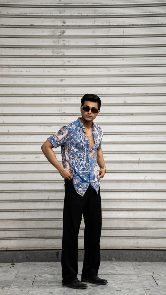Multi Colour Abstract Printed Rayon Half Sleeves Shirt image 0