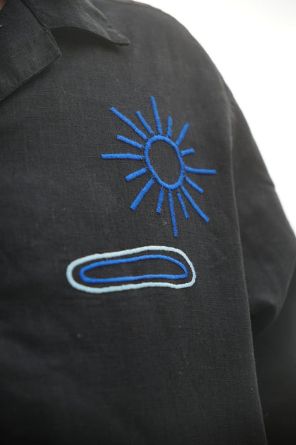 Black H/S Shirt With Cosmic Embroidery image 4