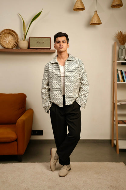 Monochrome Maze Embroidered Oversized Shacket image 2