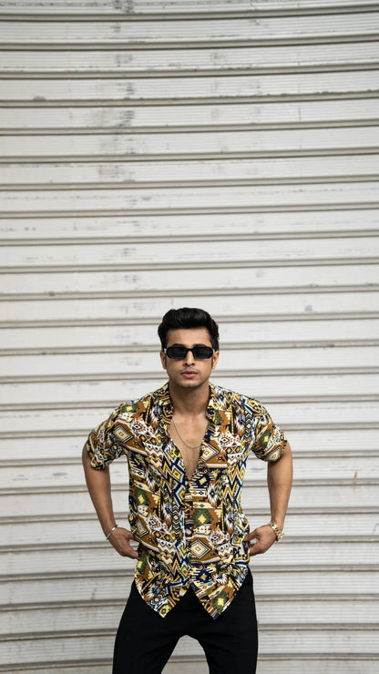 Multi Colour Abstract Printed Rayon Half Sleeves Shirt image 5