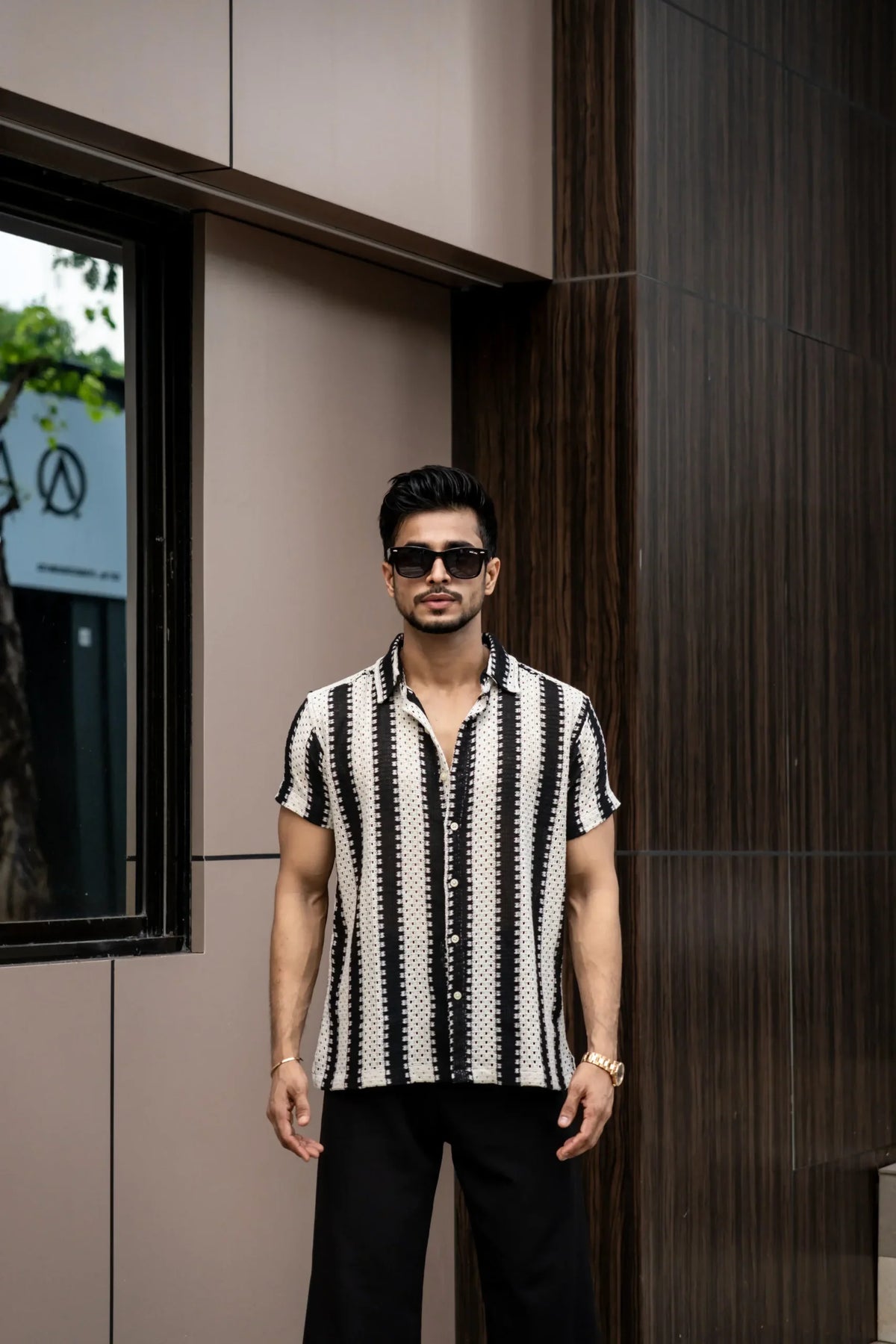 Crochet Black Half Sleeves Shirt image 4