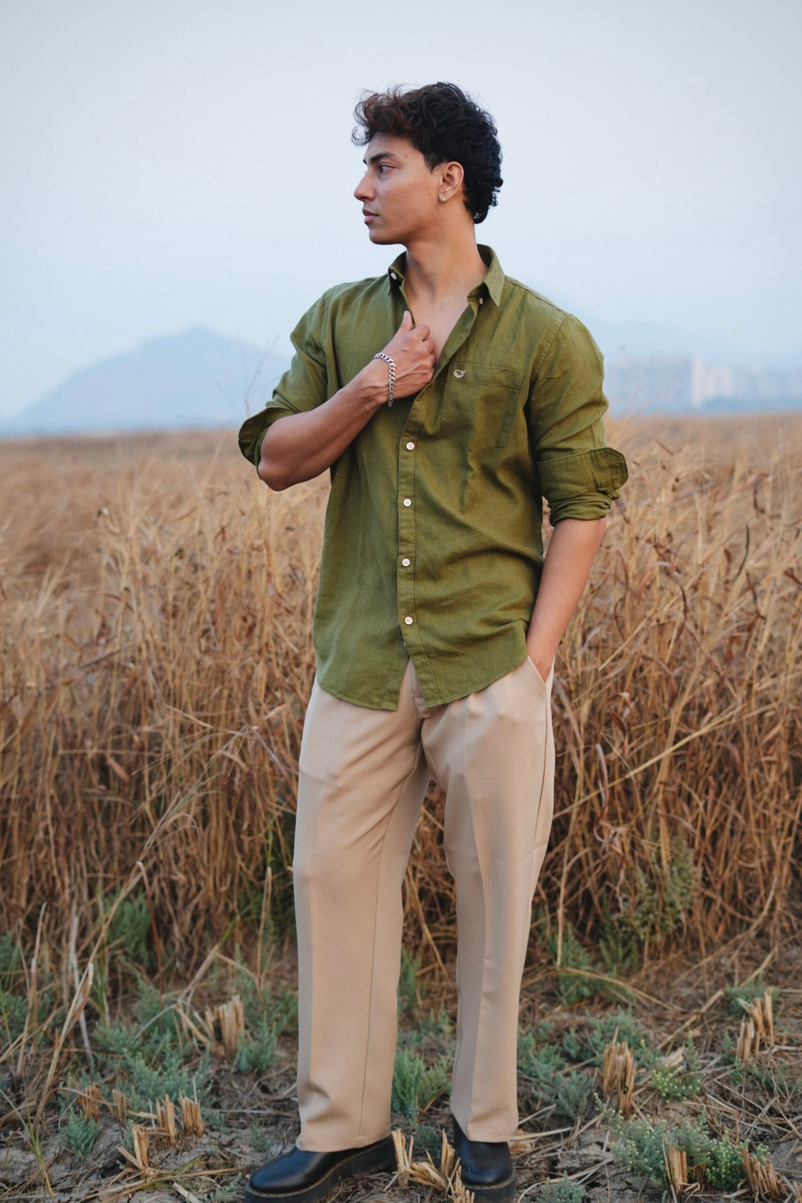 MYRTLE GREEN LINEN SHIRT image 0