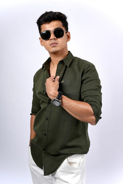 Olive Cotton Linen Shirt image 3