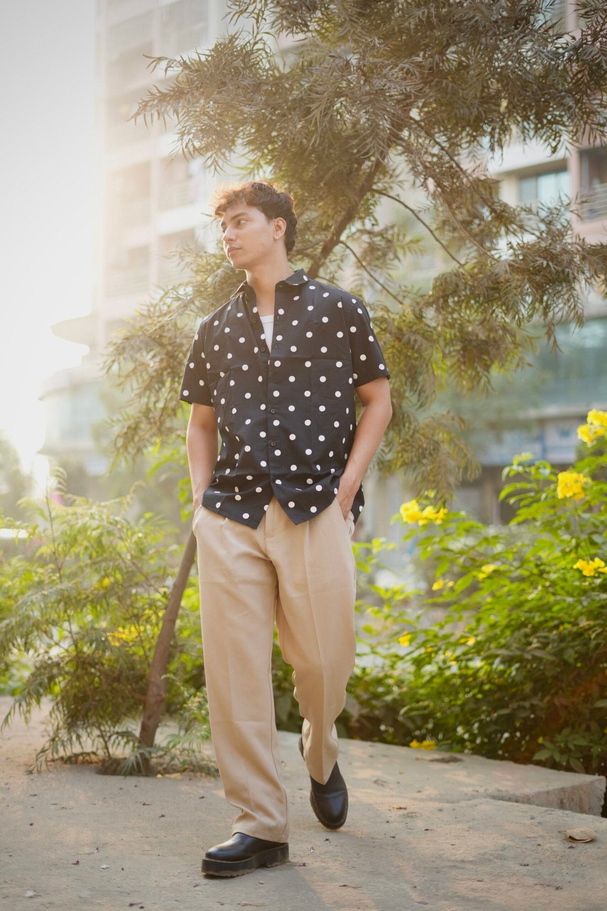 BLACK POLKA DOT HALF SLEEVES SHIRT image 3