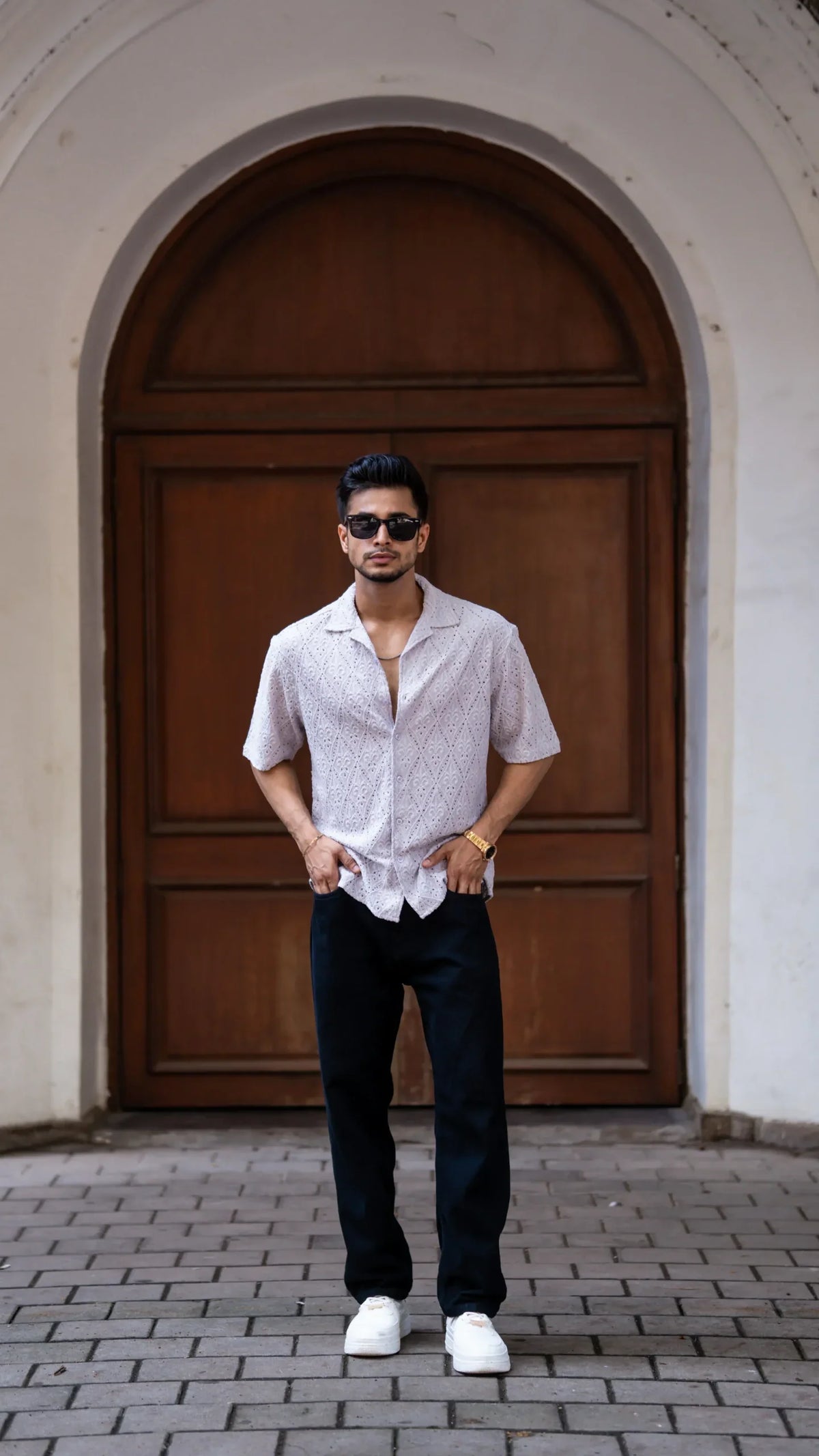 Schiffli White Half Sleeves image 0