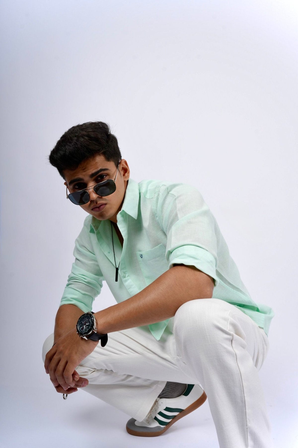 Light Green Cotton Linen Shirt image 0