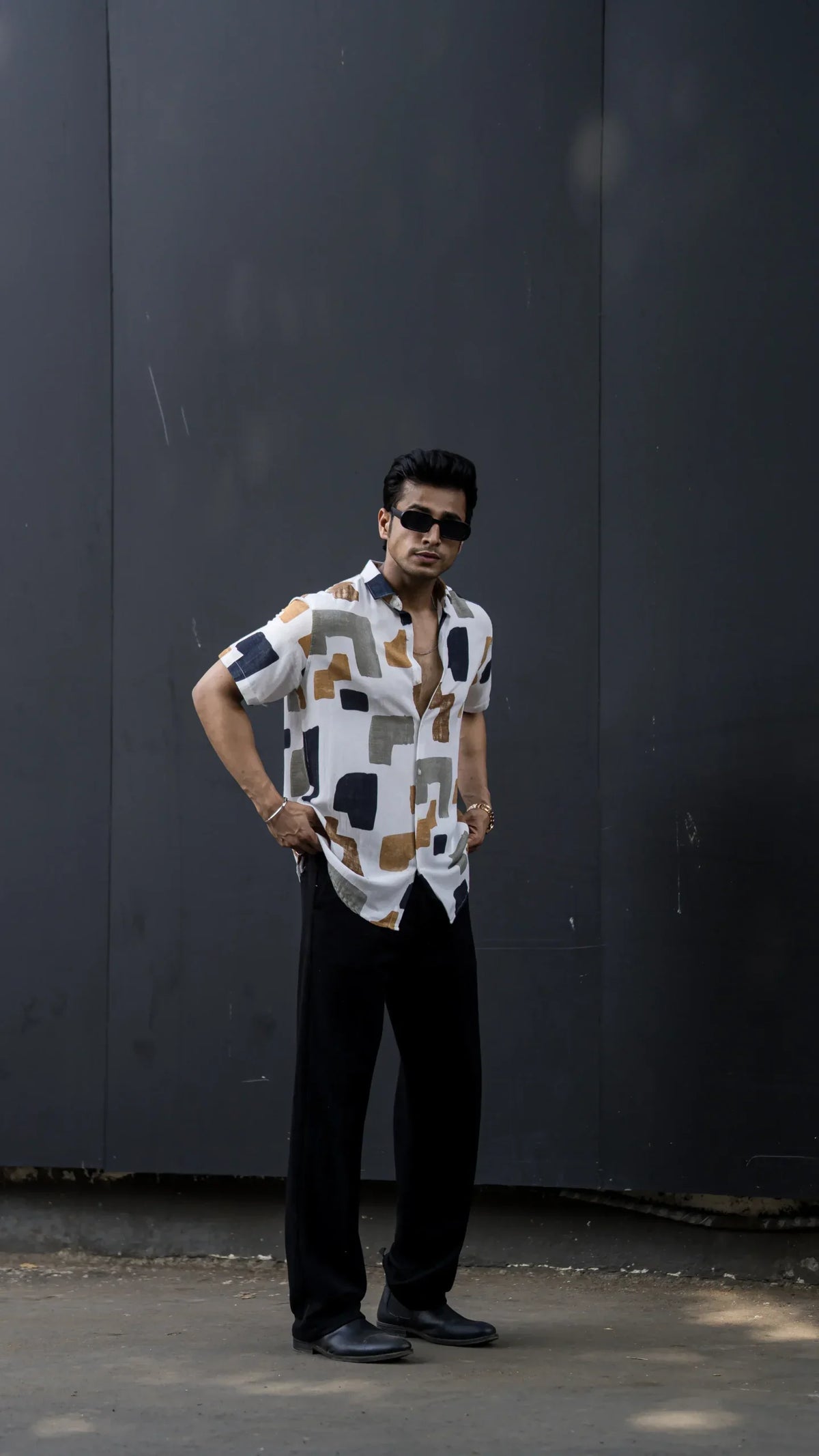MULTI COLOUR ABSTRACT PRINTED RAYON HALF SLEEVES SHIRT image 3