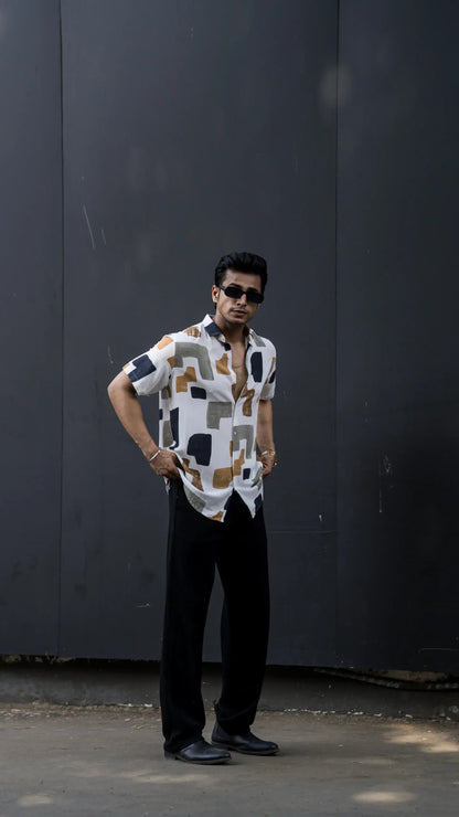 MULTI COLOUR ABSTRACT PRINTED RAYON HALF SLEEVES SHIRT image 3
