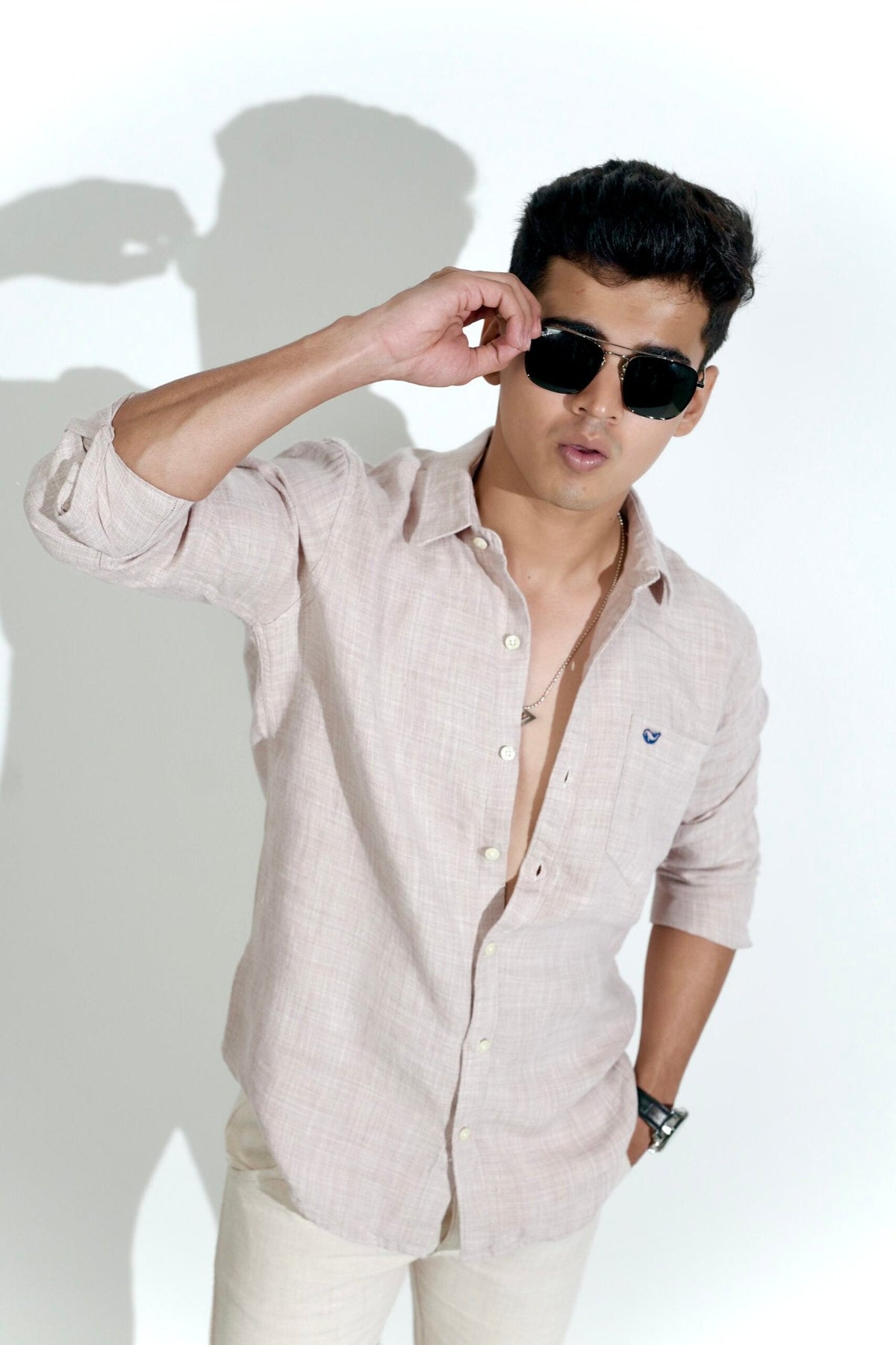Light Khaki Cotton Linen Shirt image 0