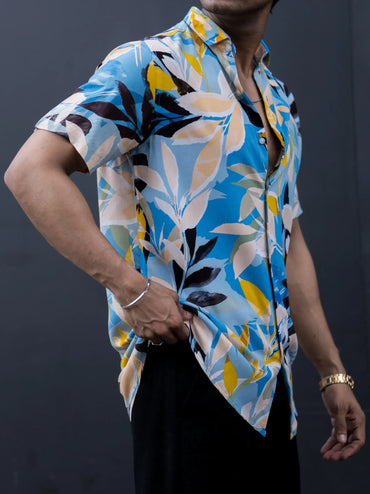 Multi Colour Floral Print Rayon Half Sleeves Shirt image 1