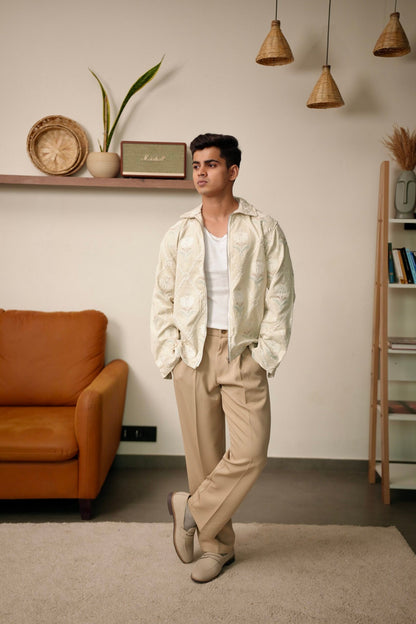 Florentine Cream Oversized Embroidered Shacket image 2