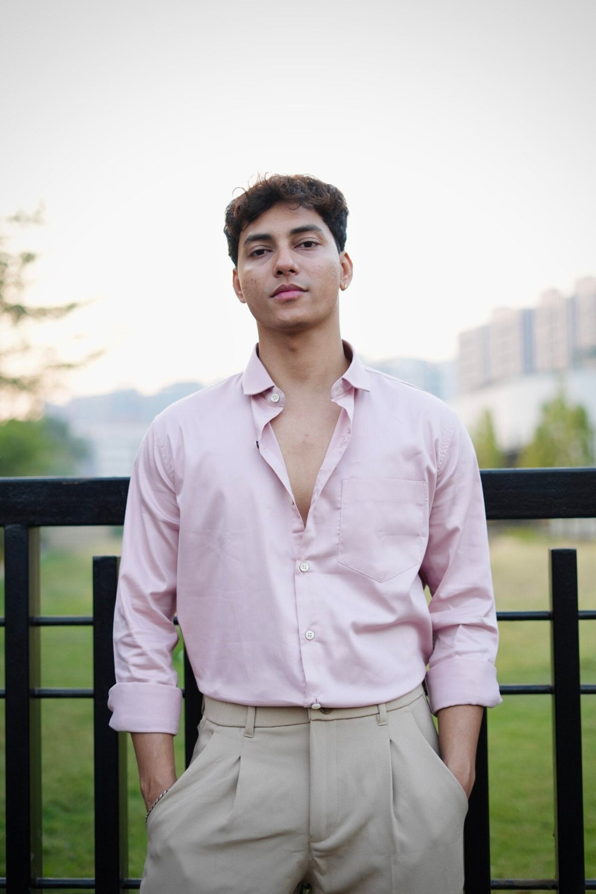 PINK SATIN SHIRT image 0