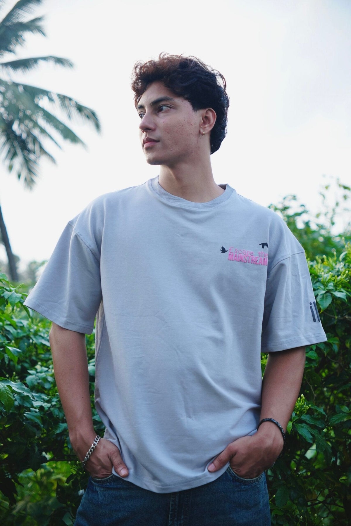 Grey Printed Heavy GSM Oversized T-Shirt image 5