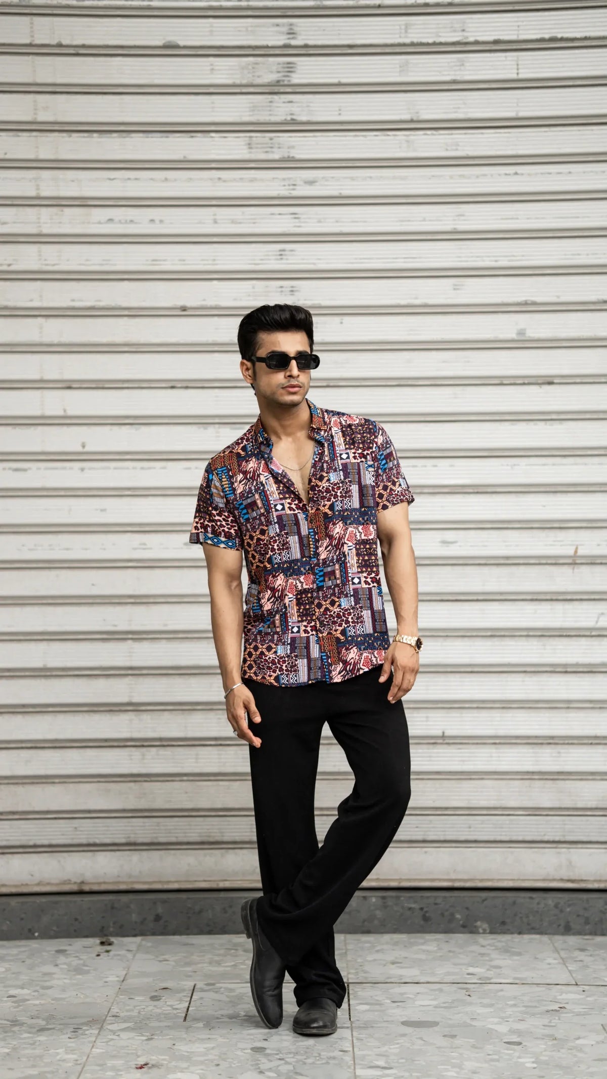 Multi Colour Abstract Printed Rayon Half Sleeves Shirt image 0