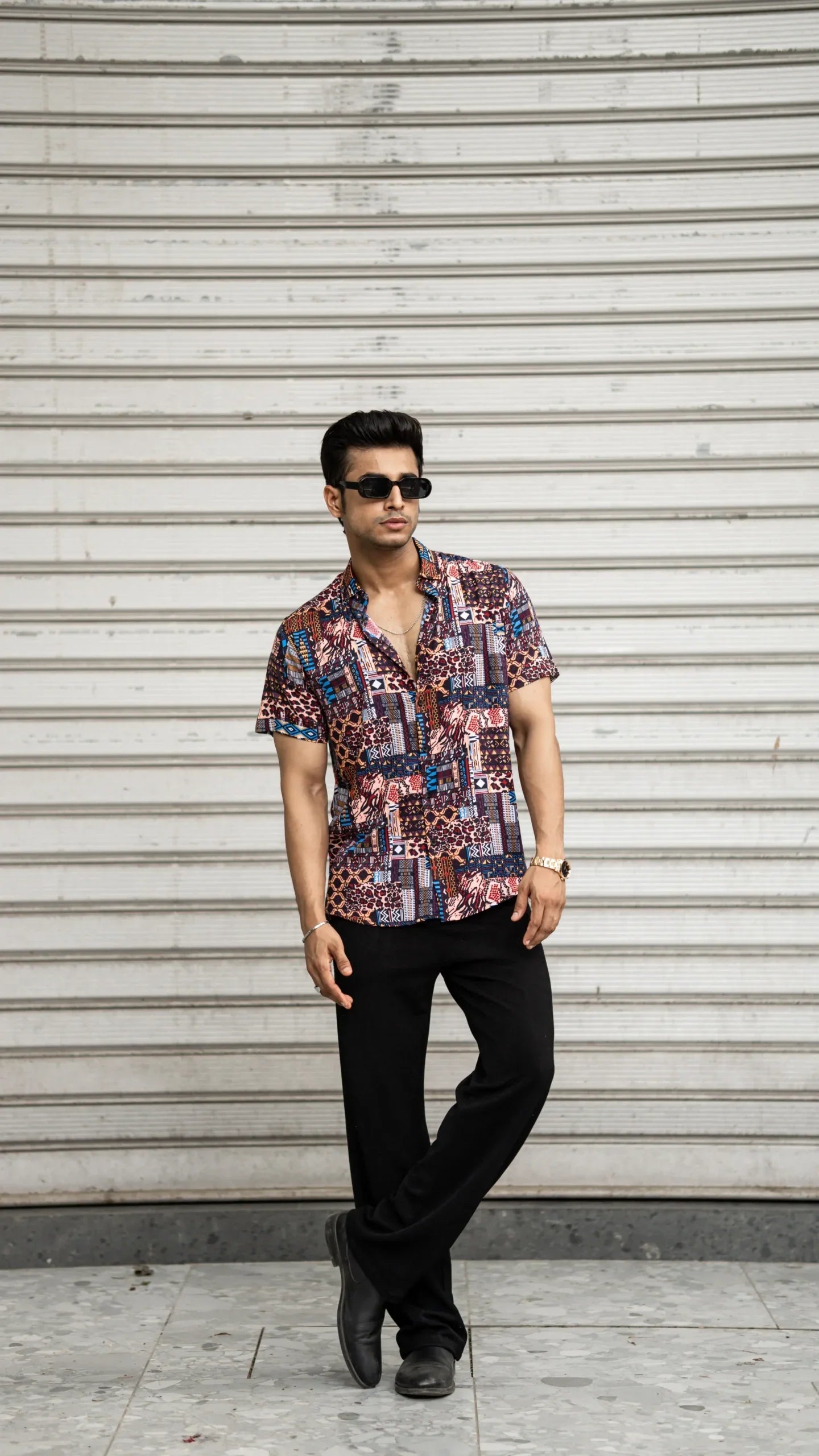 Multi Colour Abstract Printed Rayon Half Sleeves Shirt image 0
