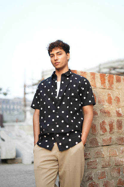 BLACK POLKA DOT HALF SLEEVES SHIRT image 1