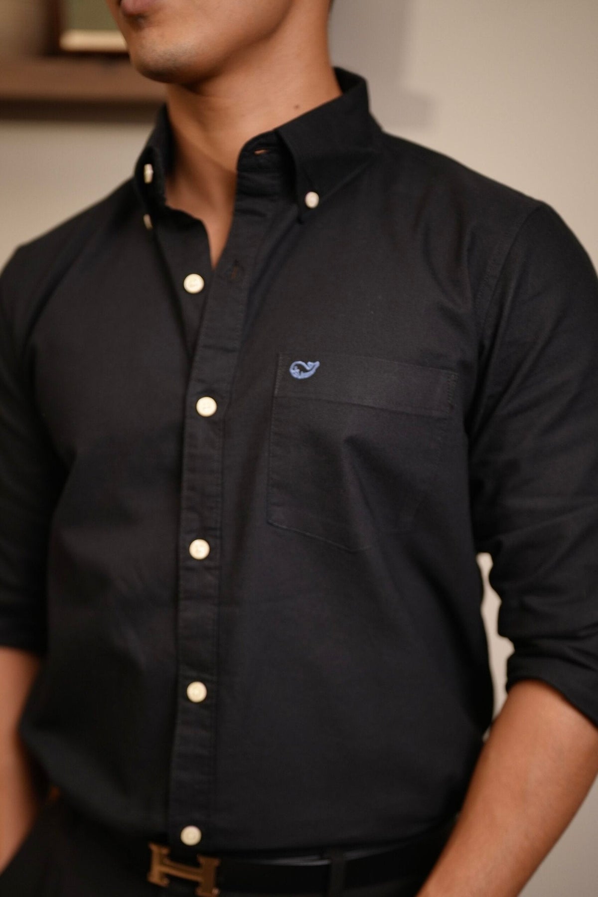 Plain Black Oxford Shirt image 3