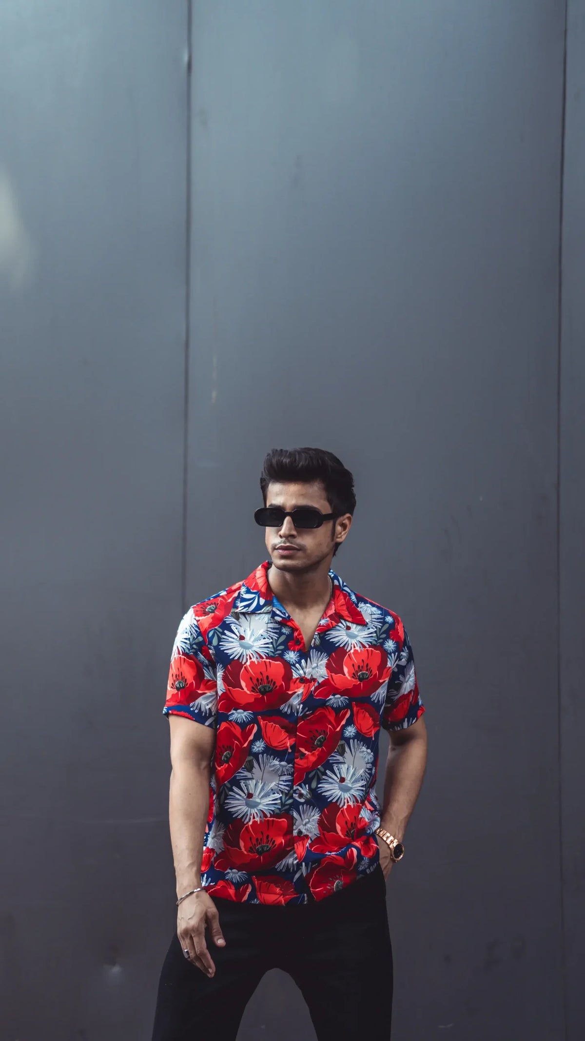 Floral Red Rayon Half Sleeves Shirt image 4