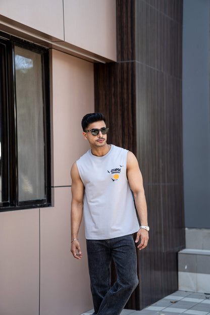 Light Grey Printed Sando In Premium Fabric image 0