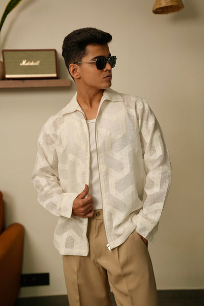 Arctic Grid Oversized Embroidered Shacket image 0