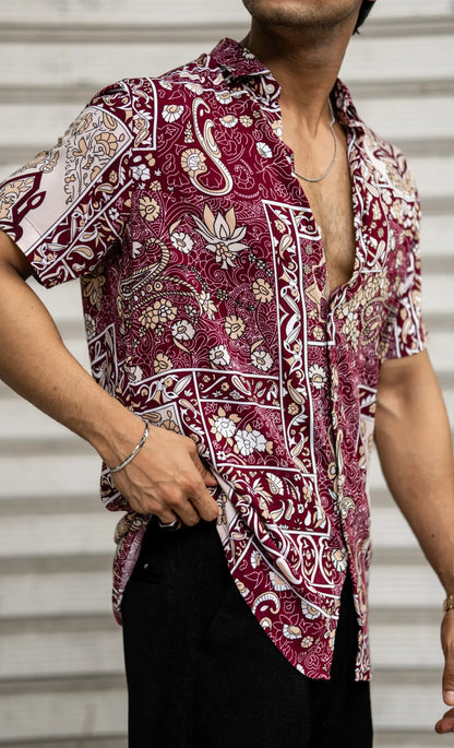 Multi Colour Abstract Printed Rayon Half Sleeves Shirt image 1