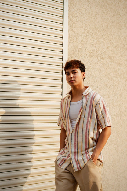 MULTI COLOUR STRIPE HALF SLEEVES SHIRT image 2