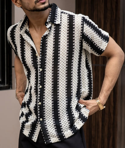 Crochet Black Half Sleeves Shirt image 1