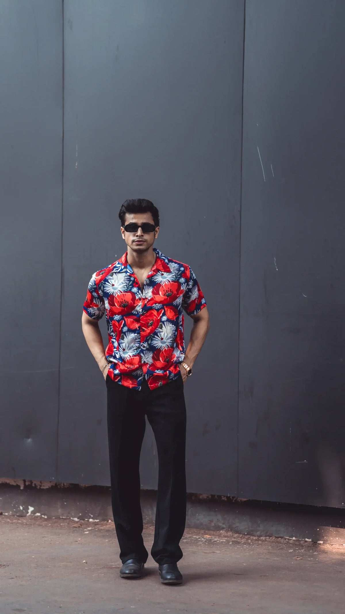 Floral Red Rayon Half Sleeves Shirt image 3