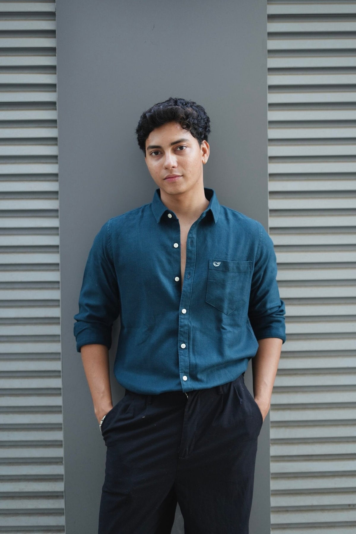 Navy Blue F/S Linen Shirt image 1