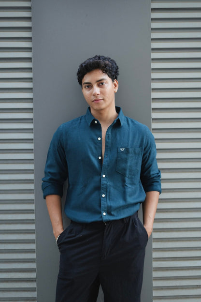 Navy Blue F/S Linen Shirt image 1