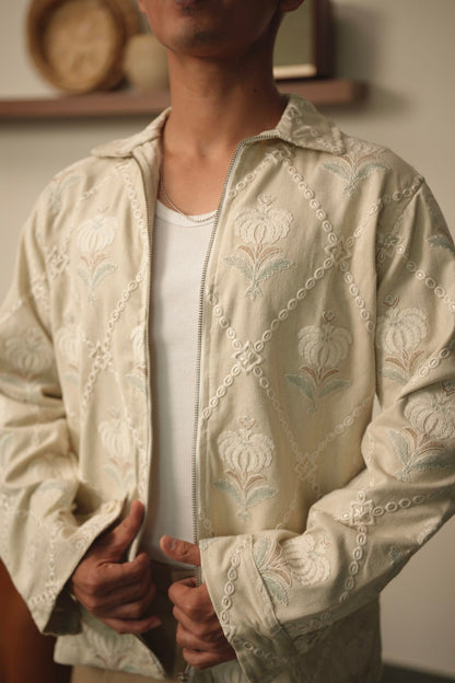 Florentine Cream Oversized Embroidered Shacket image 0