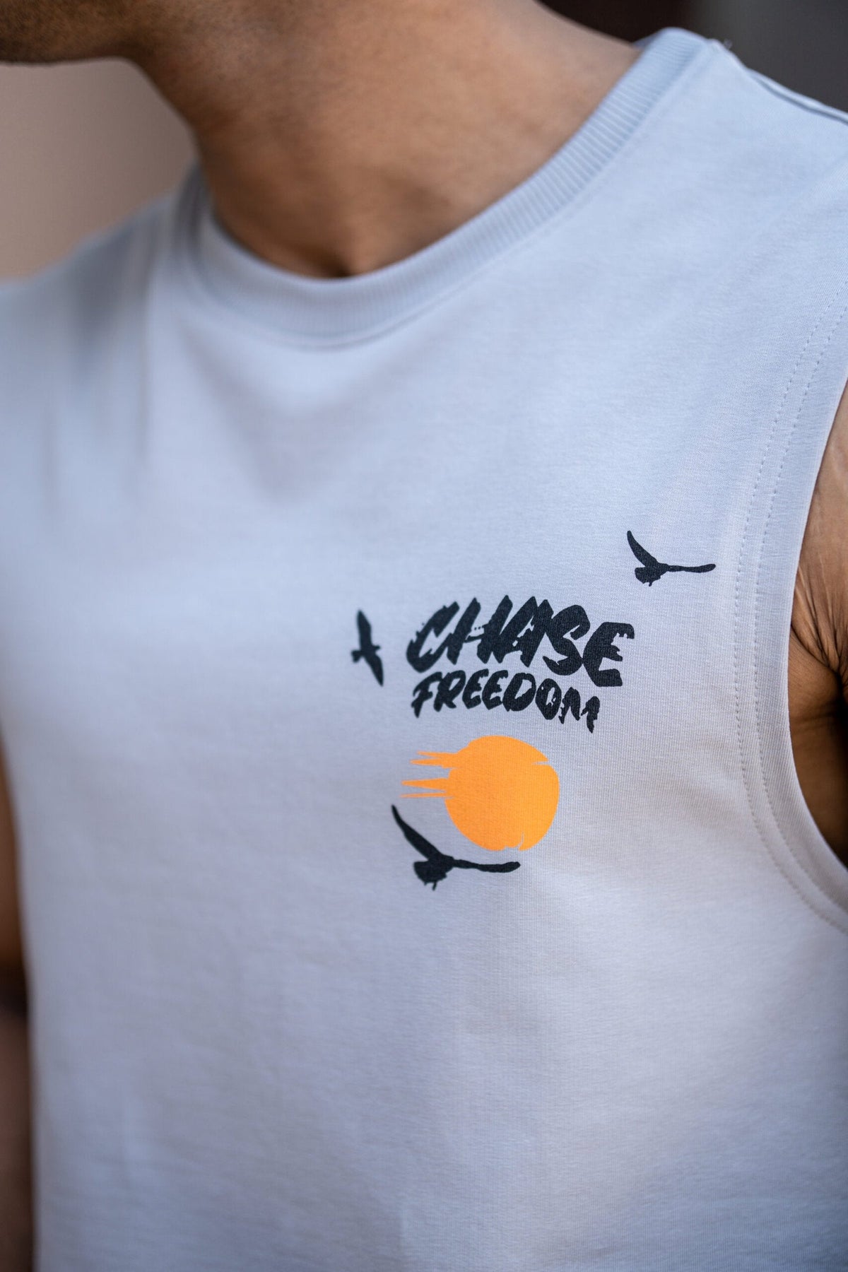 Light Grey Printed Sando In Premium Fabric image 4