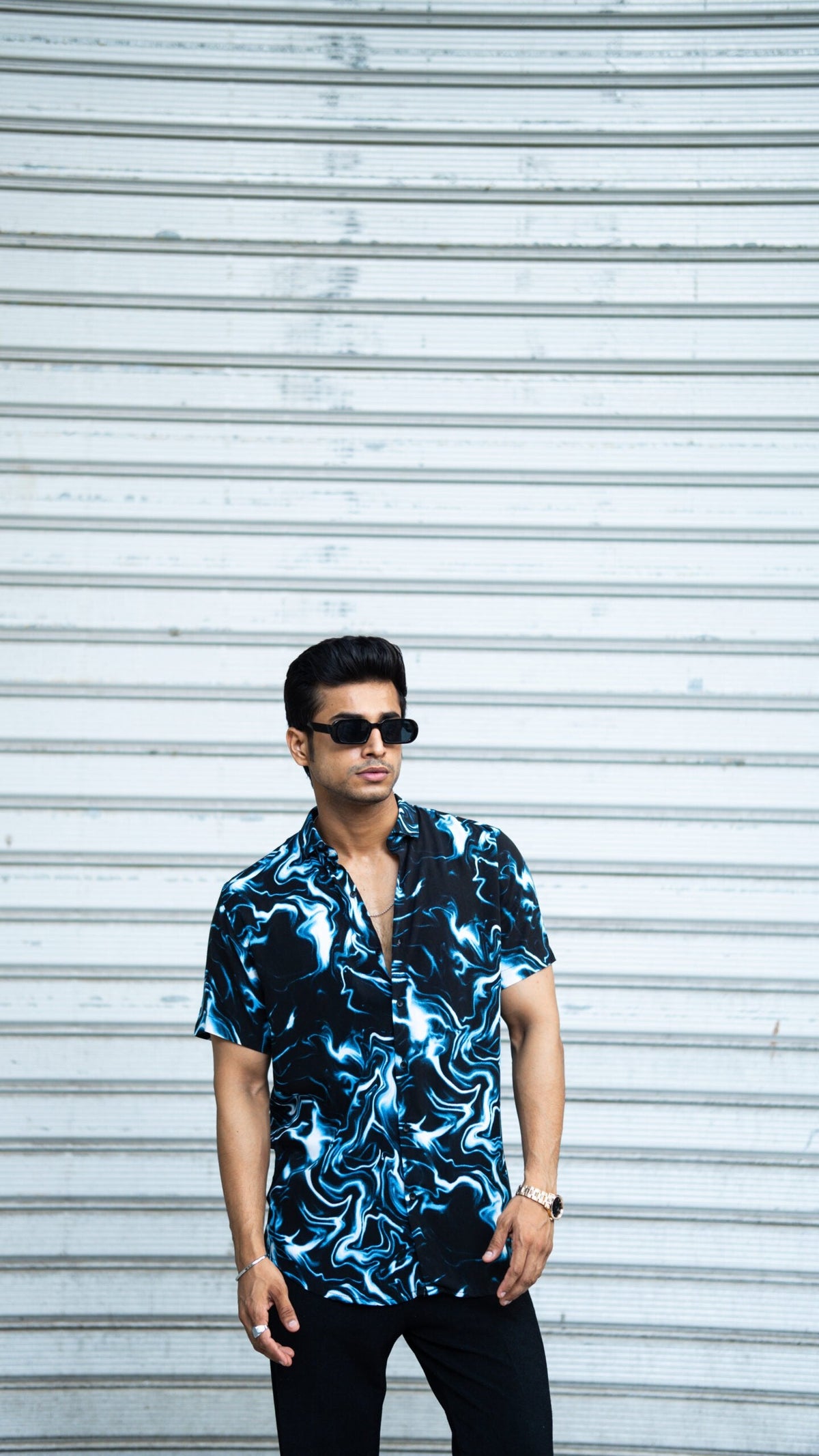 BLUE THUNDERING RAYON HALF SLEEVES SHIRT image 2