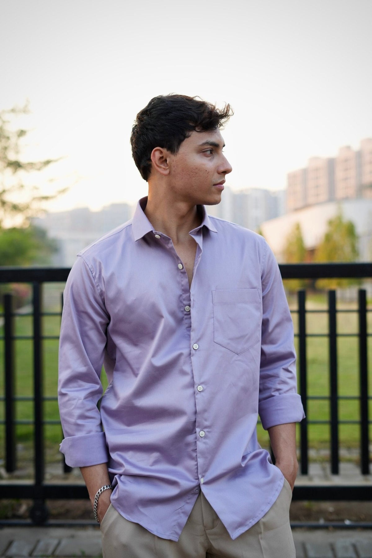 LILAC SATIN SHIRT image 3