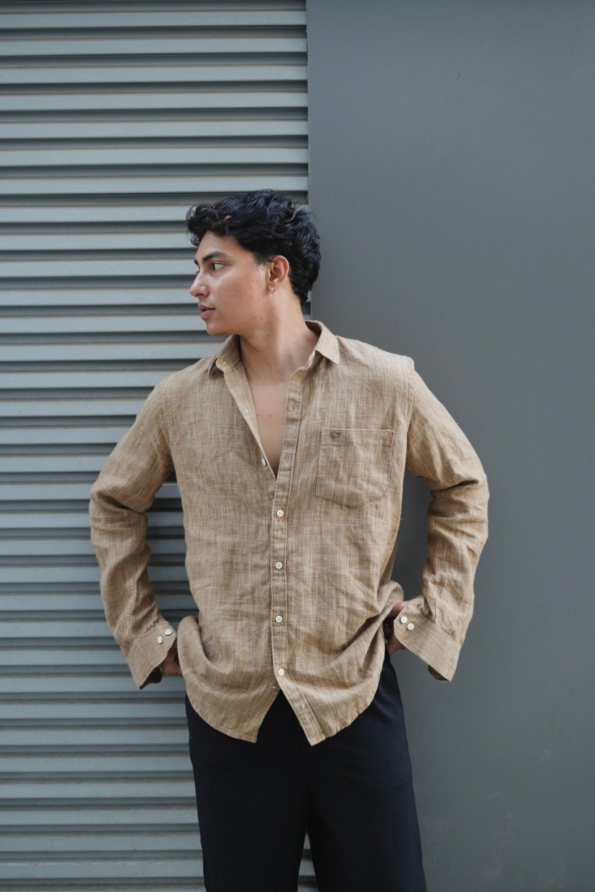 Khaki F/S Linen Shirt image 1